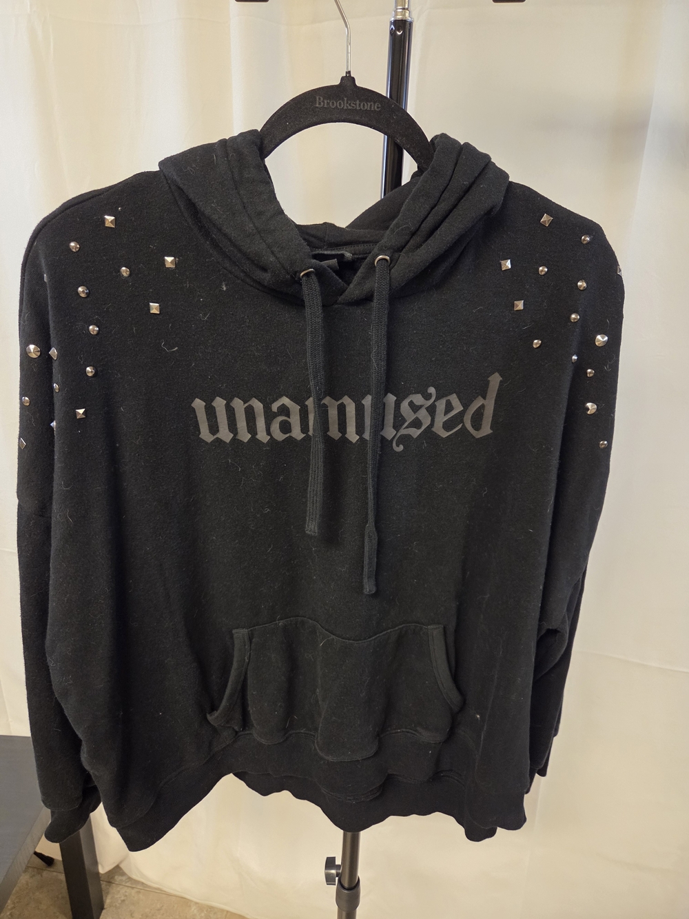 torrid Black 'unamused' Studded Hooded Sweatshirt